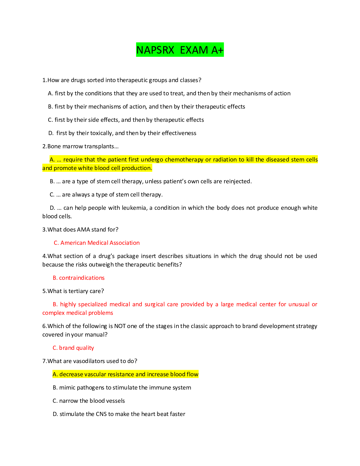 Preview image for NAPSRX  EXAM A+